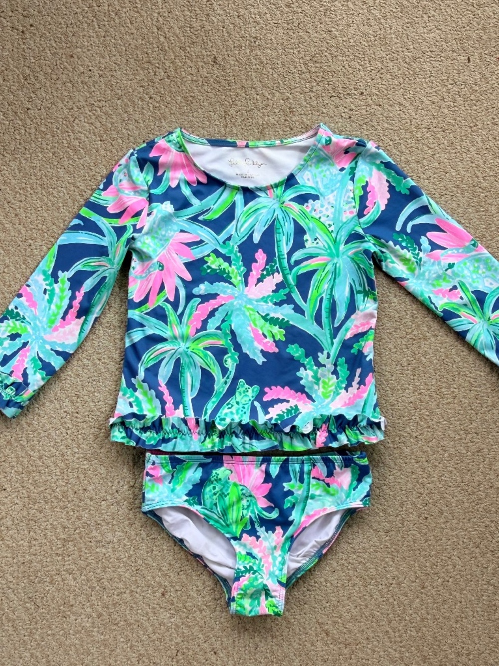 🌺 GIRLS Lilly Pulitzer Navy Rash Guard Bikini Set Size 5 🌺